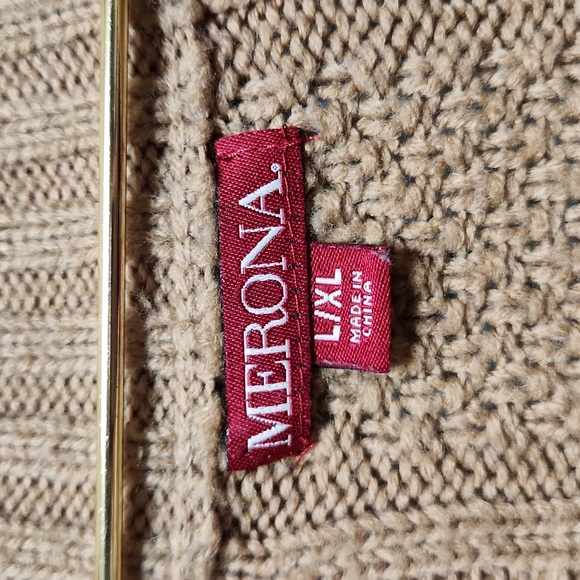 Women's Merona Cable Knit Poncho Sweater - Tan L/XL - Picture 7 of 8